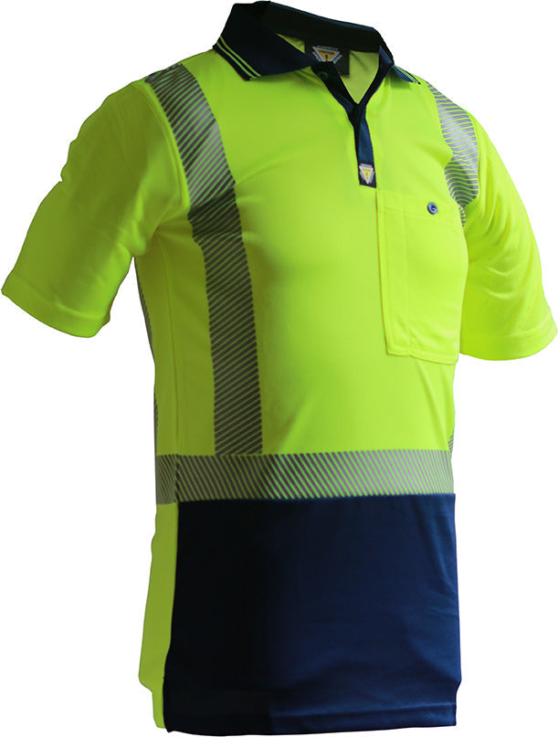 Esko D/N Segmented Tape Microfibre Polo - Yellow/Navy