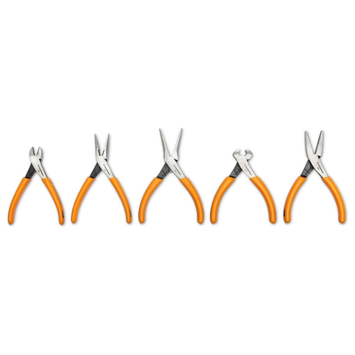GEARWRENCH 5-piece precision mini plier set with plastic storage tray