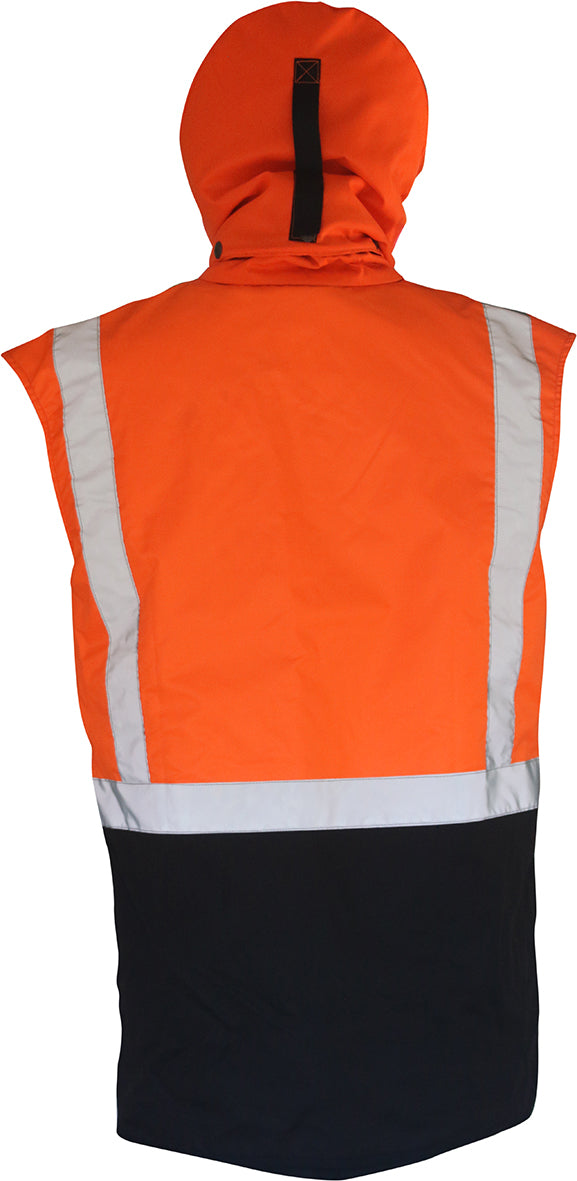 Caution Hooded D/N Oilskin Sleeveless Vest | Esko