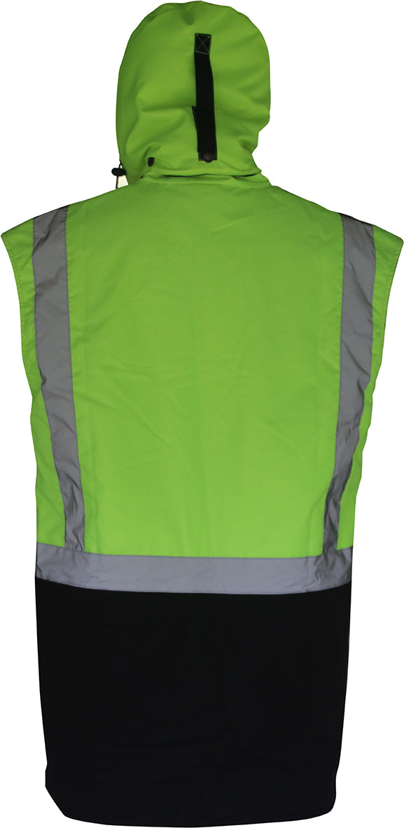 Caution Hooded D/N Oilskin Sleeveless Vest | Esko