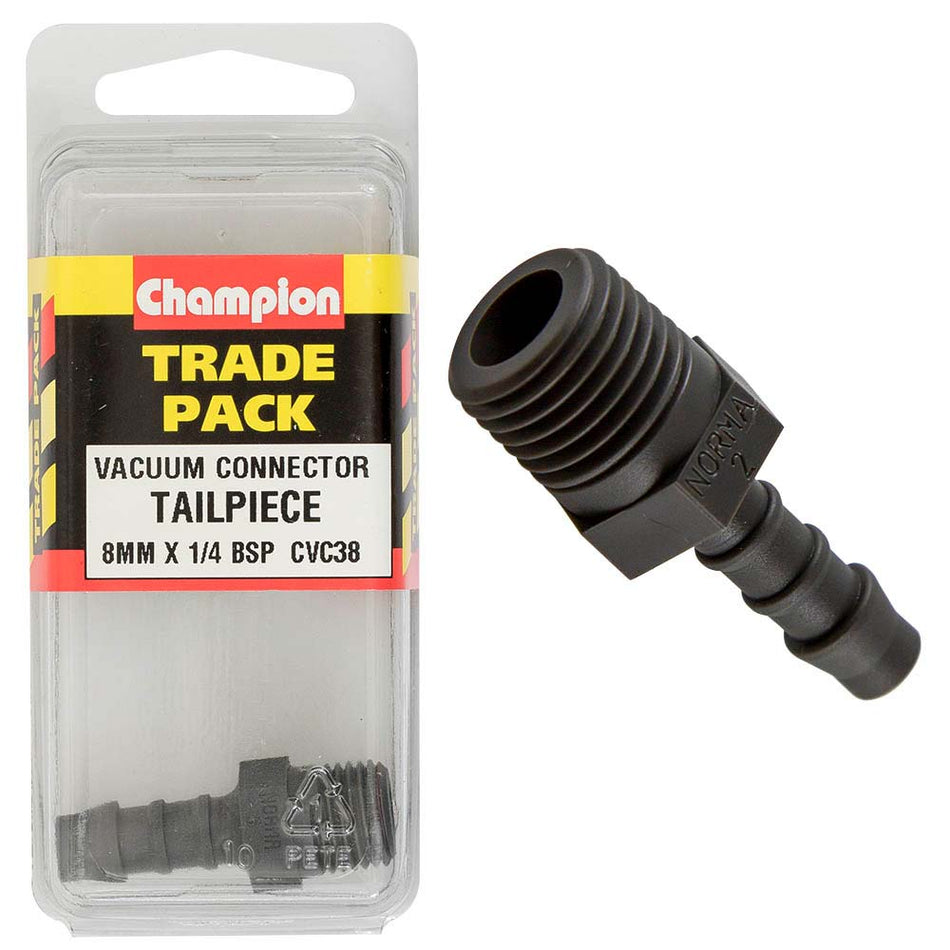 Champion Vacuum Hose - Tailpiece 8mm x 1/4in BSP