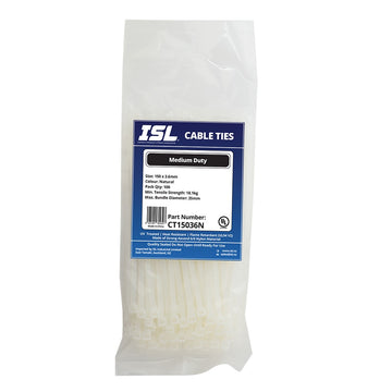 ISL 150 x 3.6mm natural nylon cable tie, pack of 100