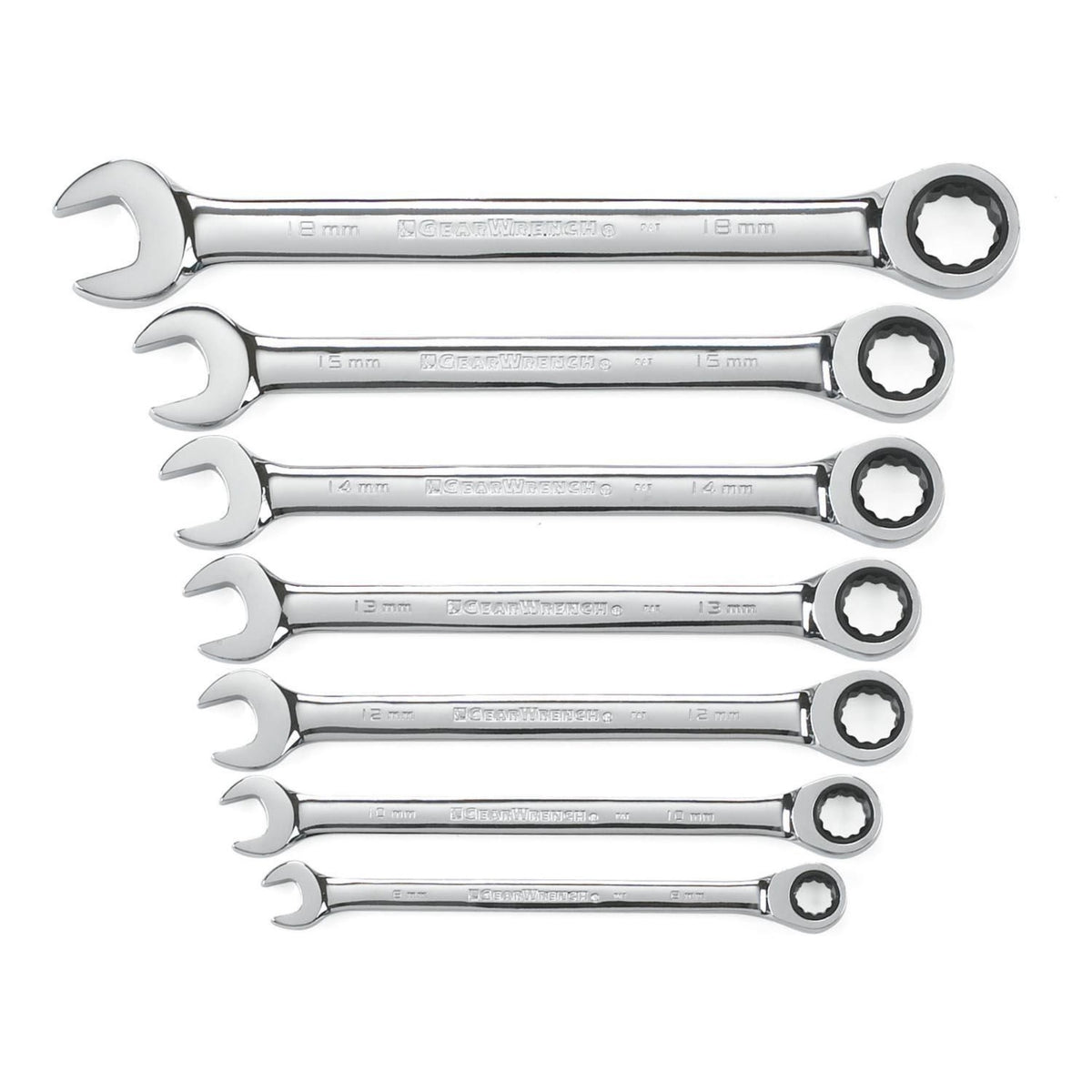 Gearwrench® 7Pc 72-Tooth 12-Point Metric Combination Ratcheting Wrench Set | Accent Tools