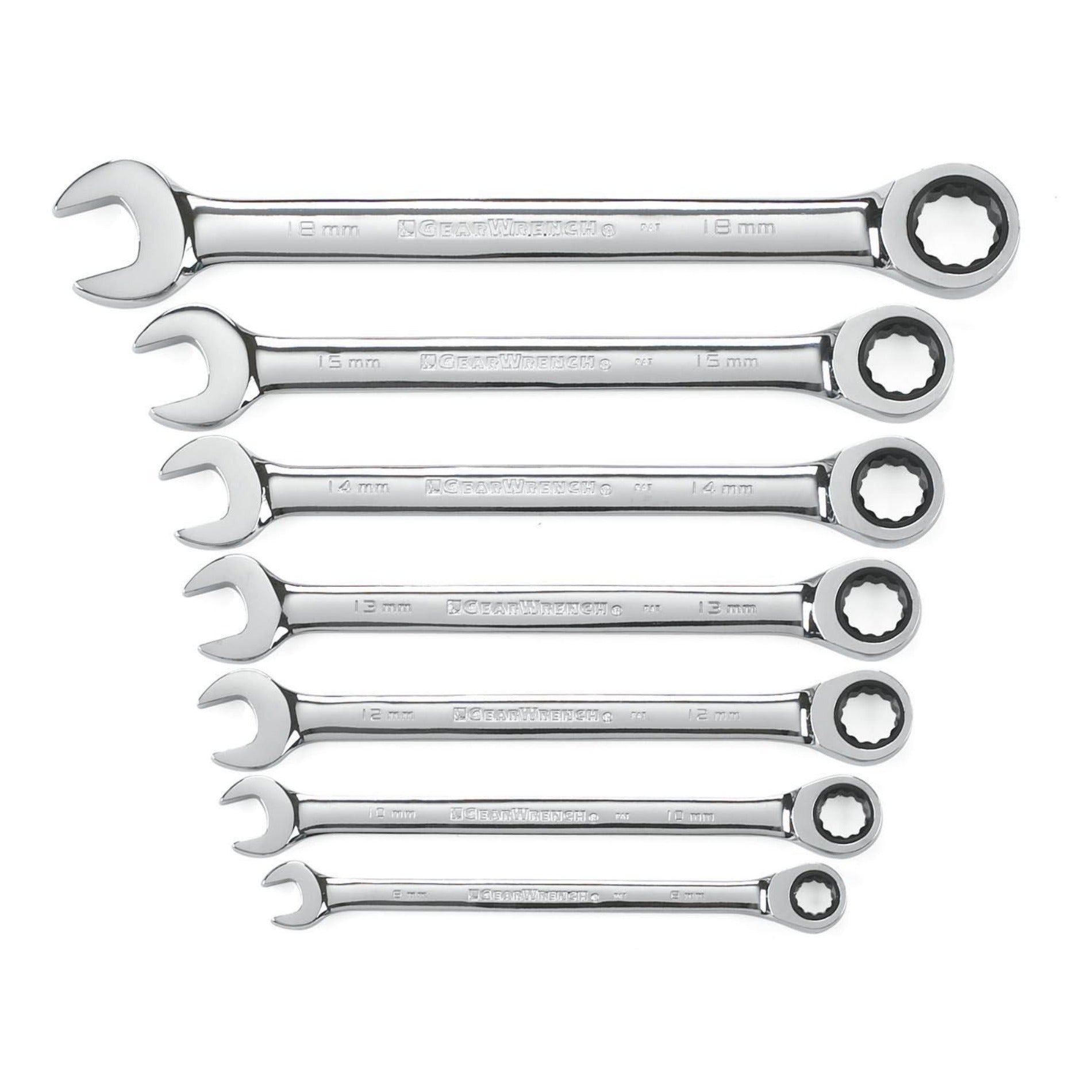 Gearwrench® 7Pc 72-Tooth 12-Point Metric Combination Ratcheting Wrench Set | Accent Tools
