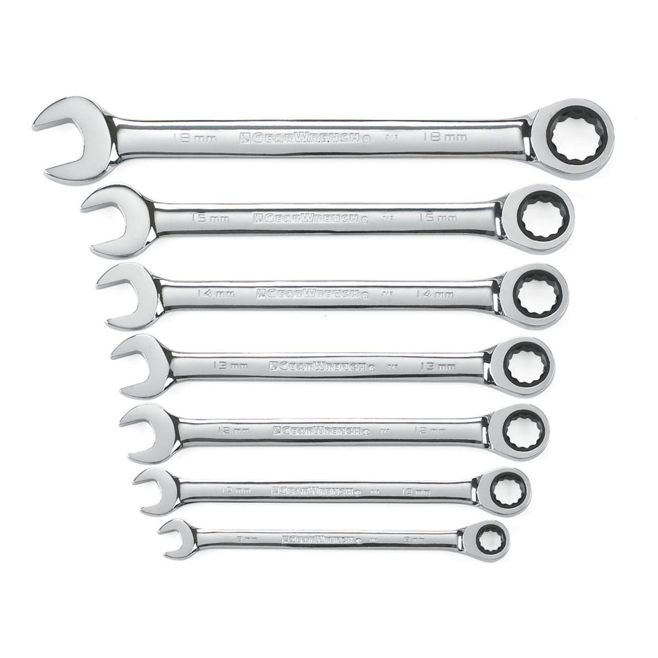 Gearwrench® 7Pc 72-Tooth 12-Point Metric Combination Ratcheting Wrench Set | Accent Tools