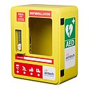 Amtech Defibrillator Cabinet Outdoor Lockable Alarmed with Pin Lock Yellow Labelled