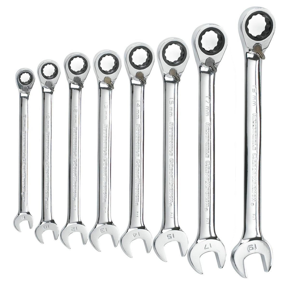 Gearwrench® Wrench Set Combination Ratcheting Reversible Tray MET 8Pc | Accent Tools