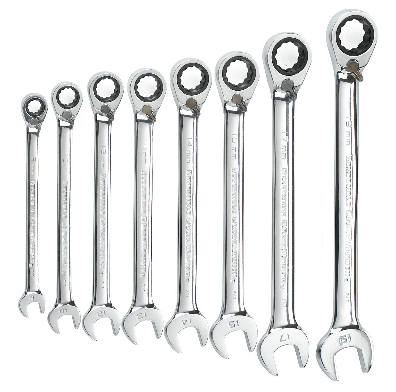 Gearwrench® Wrench Set Combination Ratcheting Reversible Tray MET 8Pc | Accent Tools