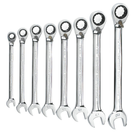 Gearwrench® Wrench Set Combination Ratcheting Reversible Tray MET 8Pc | Accent Tools