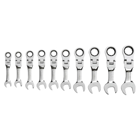 Gearwrench® 10Pc 72-Tooth 12 Point Stubby Flex Head Ratcheting Combination Metric Wrench Set | Accent Tools
