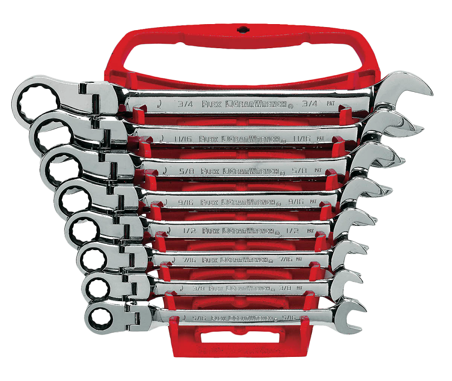 Gearwrench® 8pce SAE Flex Head Ratcheting Combination Wrench Set | Accent Tools