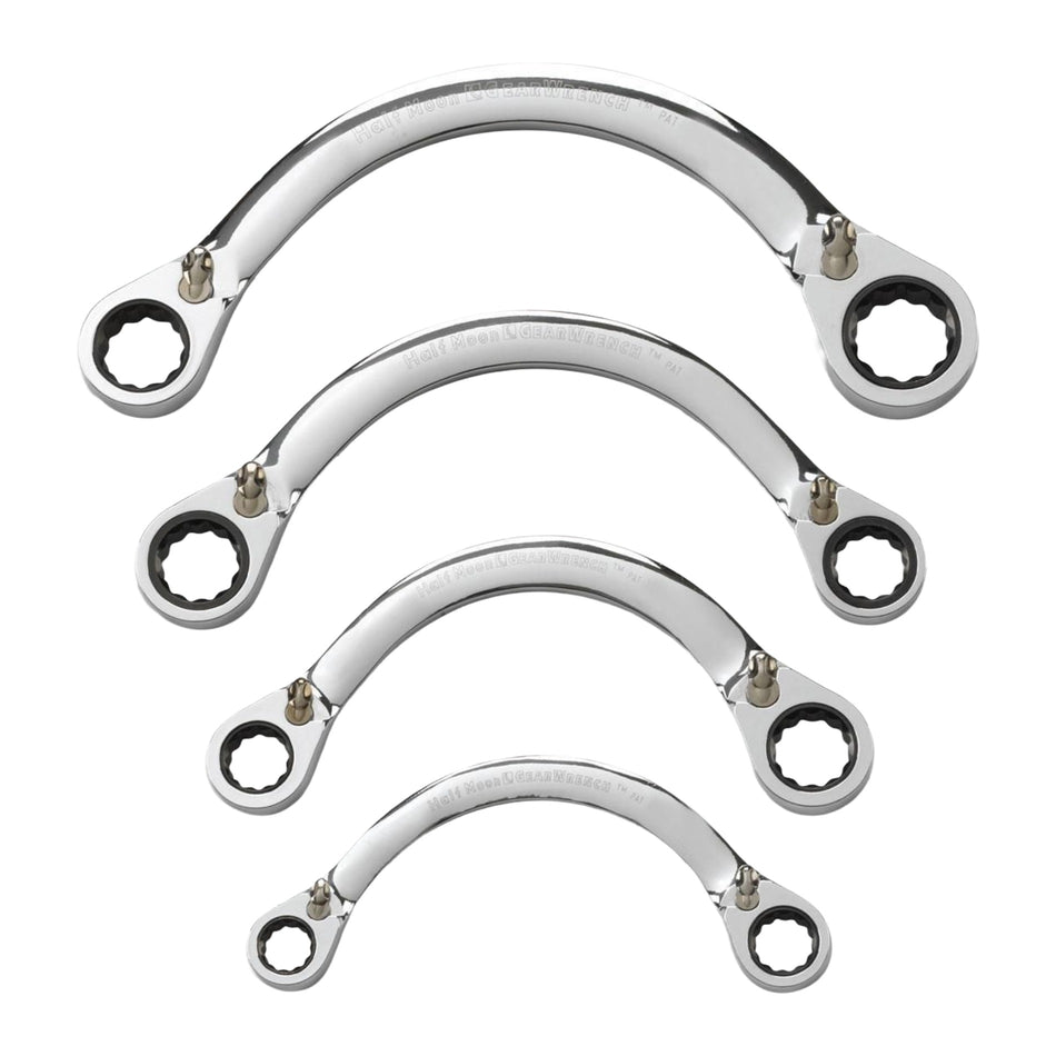 Gearwrench® 4Pc 72-Tooth 12-Point SAE Reversible Half Moon Double Box Ratcheting Wrench Set