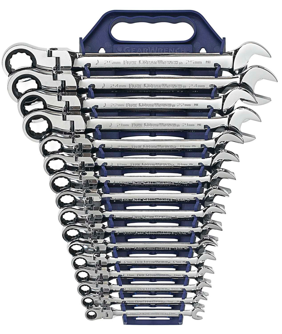 Gearwrench® Wrench Set Combination Ratcheting Flex Rack MET 16Pc