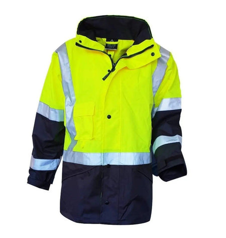 Clearance - D/N Jacket, PU, X-Back, Hood, Yellow/Navy, Size 3XL | Esko