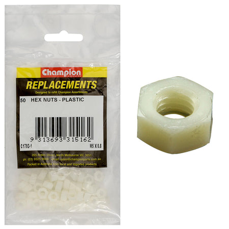 Champion M5 x 0.8 Hex Nut -Nylon -50pk | ISL