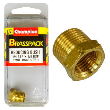 Champion brass hex reducing bush 1/4in to 1/8in