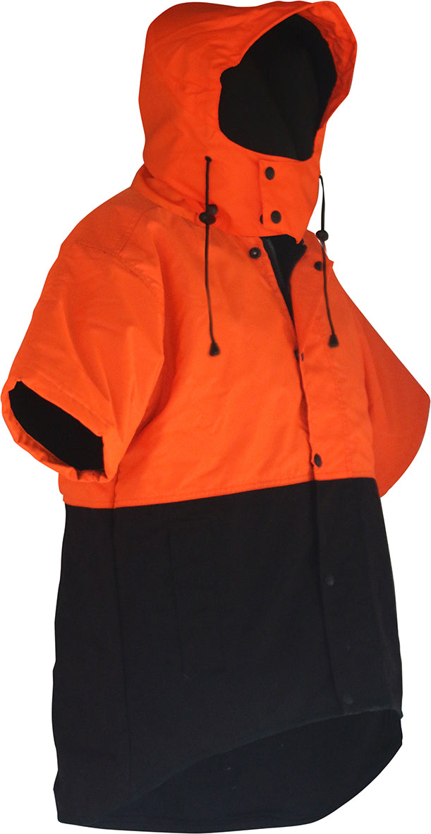 Caution Hooded D/O Oilskin Short Sleeve Vest | Esko