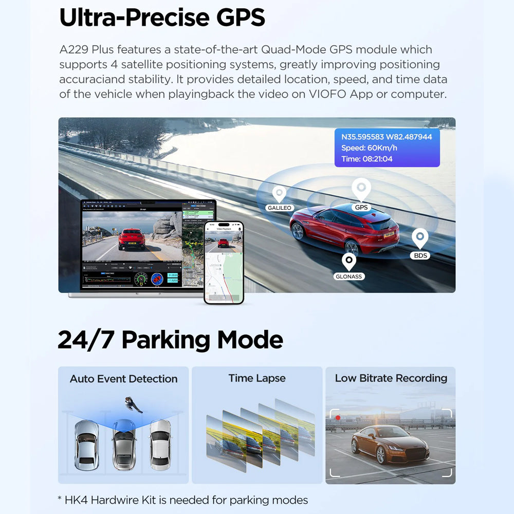 Viofo Dashcam A229 Plus 2k Front + Ir 5ghz Wifi + Gps | Formula
