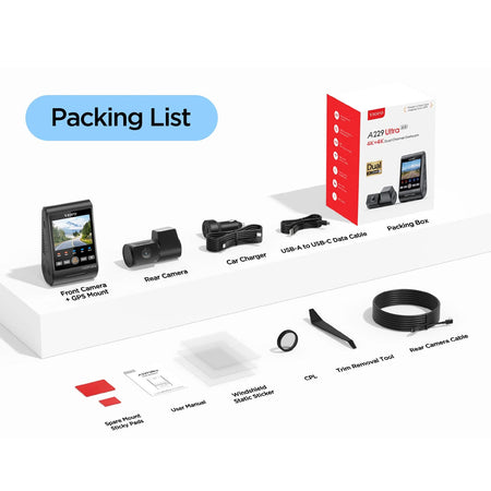 Viofo Dashcam A229 Ultra 4K Front + 4K Rear 5Ghz Wifi + Gps