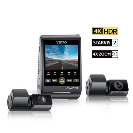 Viofo Dashcam A229 Pro 4K Front + 2K Rear + 2K Telephoto 5Ghz Wifi + Gps