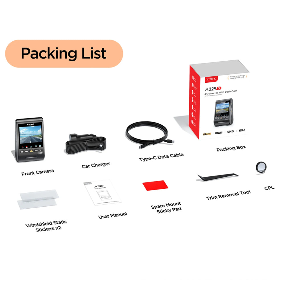 Viofo Dashcam A329 4k Single Channel Wifi 6 Gps | Formula