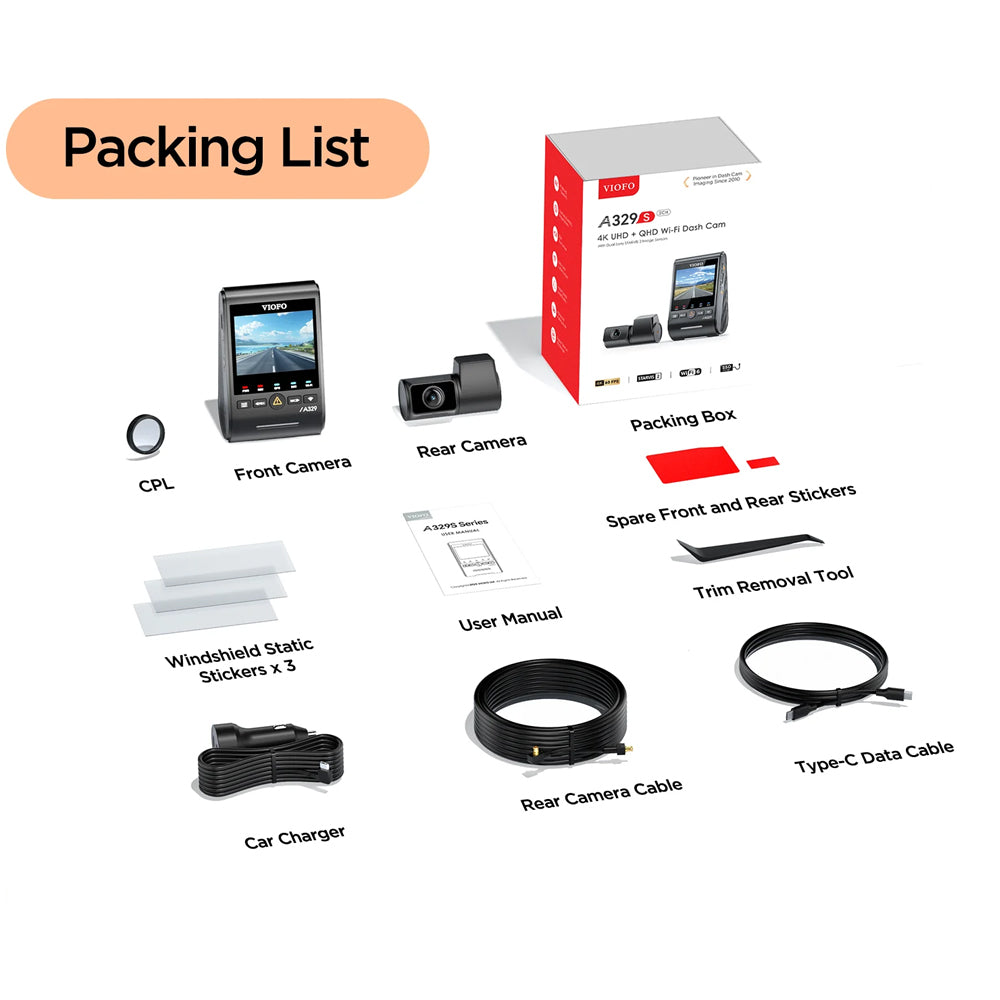 Viofo Dashcam A329 4k Front 2k Rear Channel Wifi 6 Gps | Formula