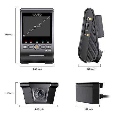 Viofo Dashcam A329 4K Front + 2K Waterproof Rear Wifi 6 Gps