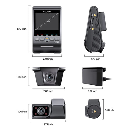 Viofo Dashcam A329 4K Front + 2K Fisheye Internal + 2K Waterproof Rear Wifi 6 Gps