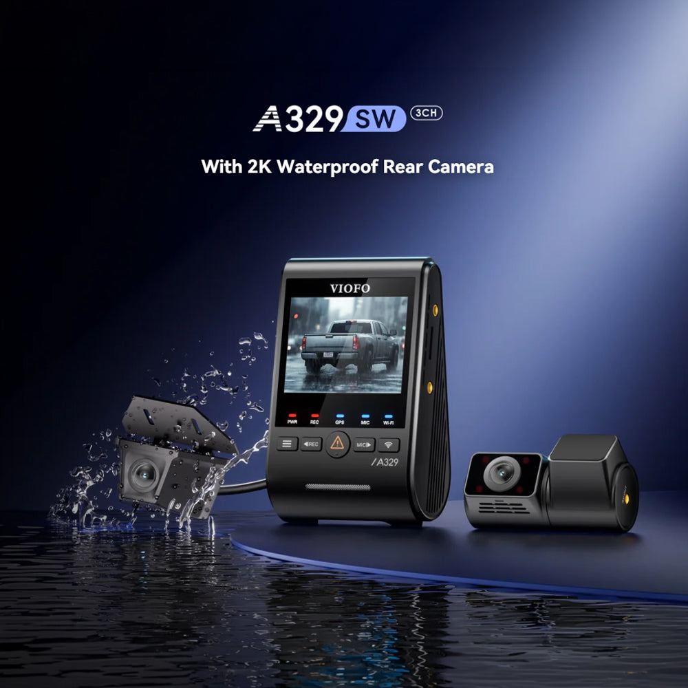 Viofo Dashcam A329 4K Front + 2K Fisheye Internal + 2K Waterproof Rear Wifi 6 Gps