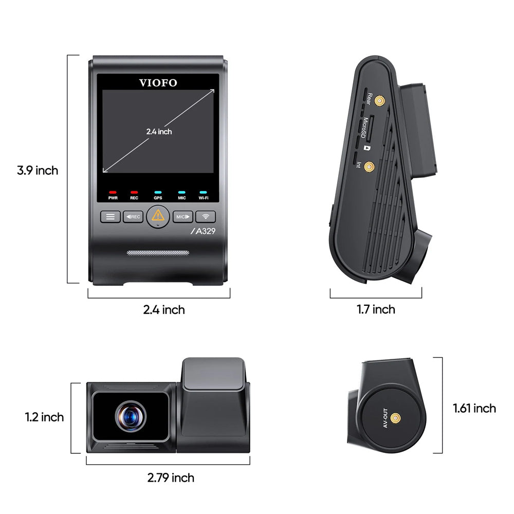 Viofo Dashcam A329 4K Front + 2K Telephoto Rear Channel Wifi 6 Gps