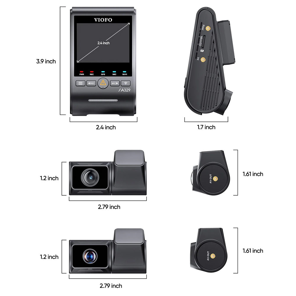 Viofo Dashcam A329 4K Front + 2K Rear + 2K Telephoto Wifi 6 Gps