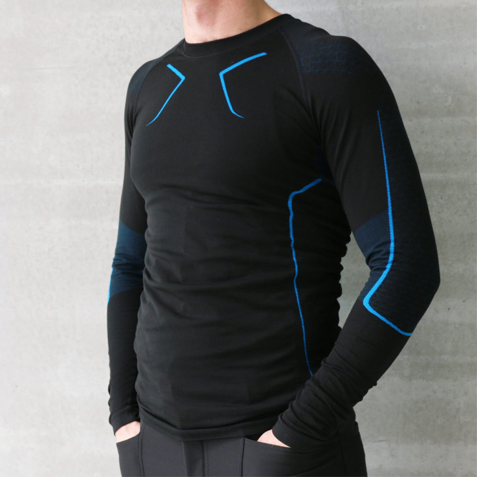 BASE1 Thermal Base Layer,  Long Sleeved Top - Black / Blue.   Size M/L
