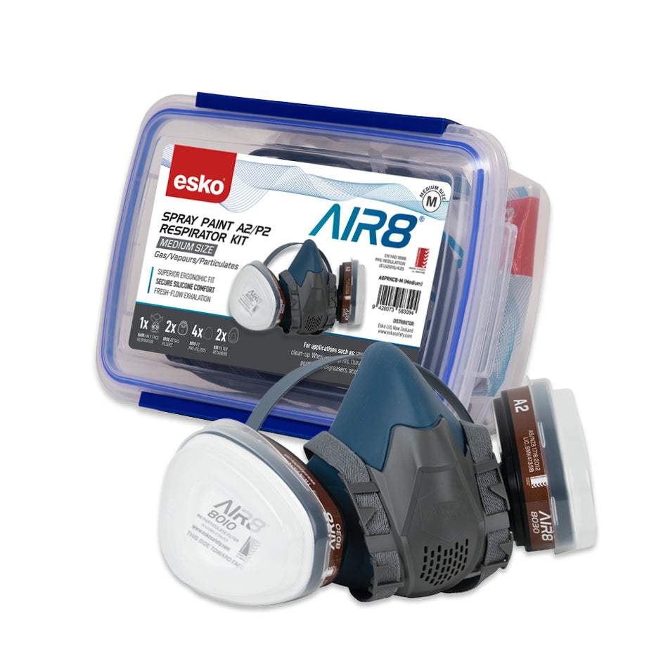 Esko AIR8 Spray Paint Respirator A2/P2 Clip Box  Kit (Large)