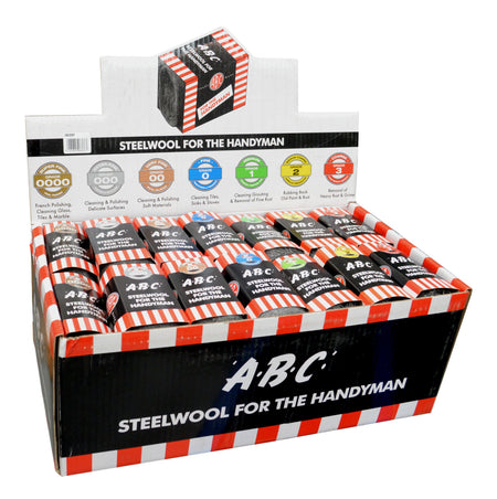 ABC Steel Wool ABC Brand - 28-pce Display 7 Assorted grades | Hobeca