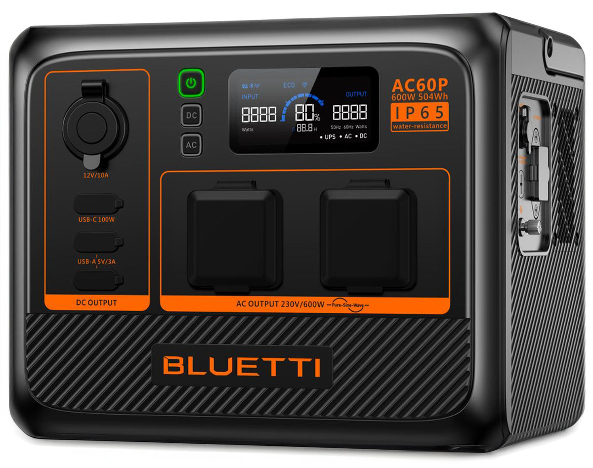 Bluetti Ac60p Expandable Portable Waterproof Power Station | 600w (1200w Surge) 504wh | Formula