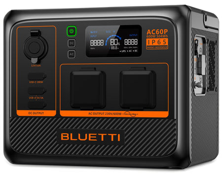 Bluetti Ac60p Expandable Portable Waterproof Power Station | 600w (1200w Surge) 504wh | Formula
