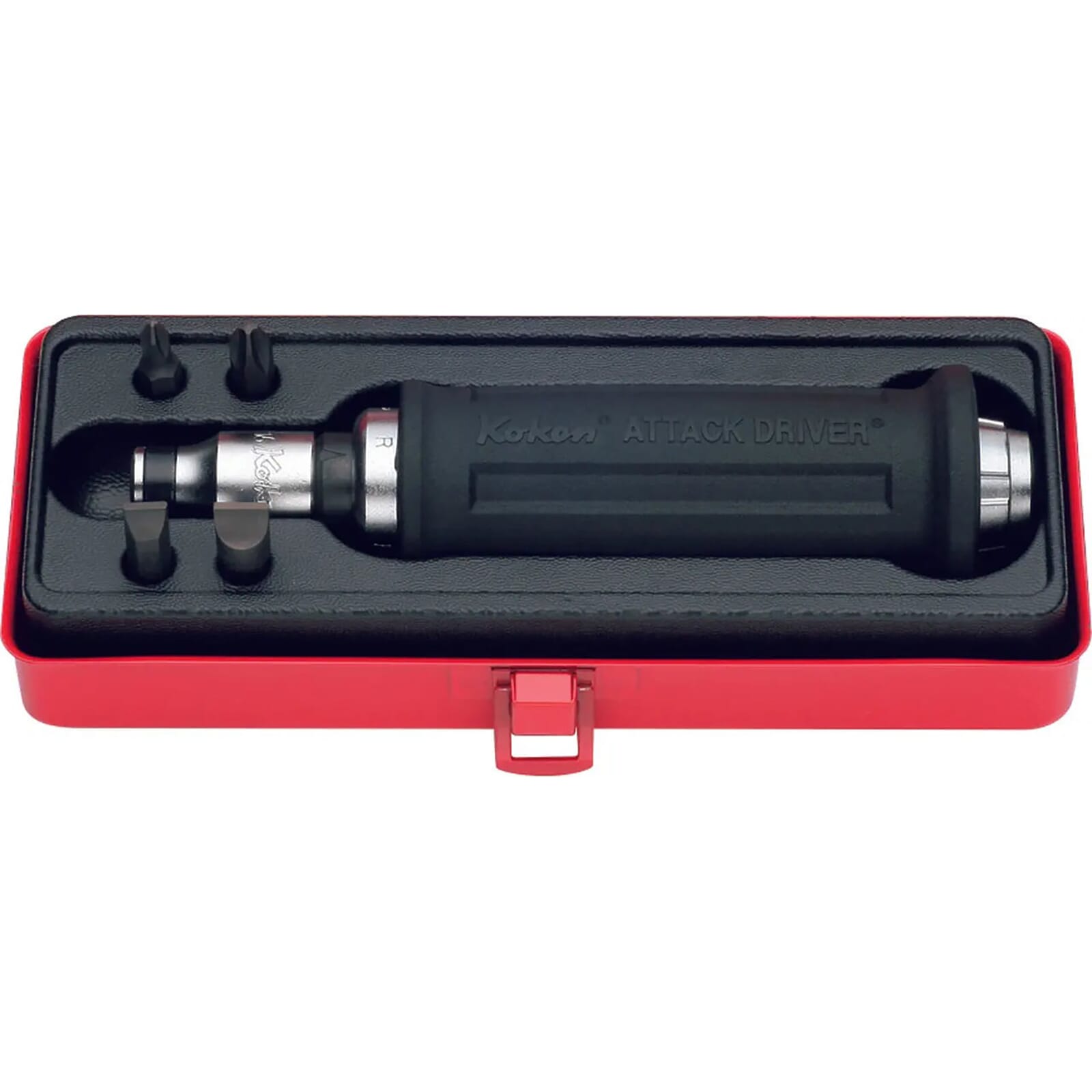 Koken AG112A Attack Driver Rubber Grip Handle 6pc Set 1/2"Dr Includes #2-3 Ph 9-11mm Flat Bits & Holder – Koken AG112A