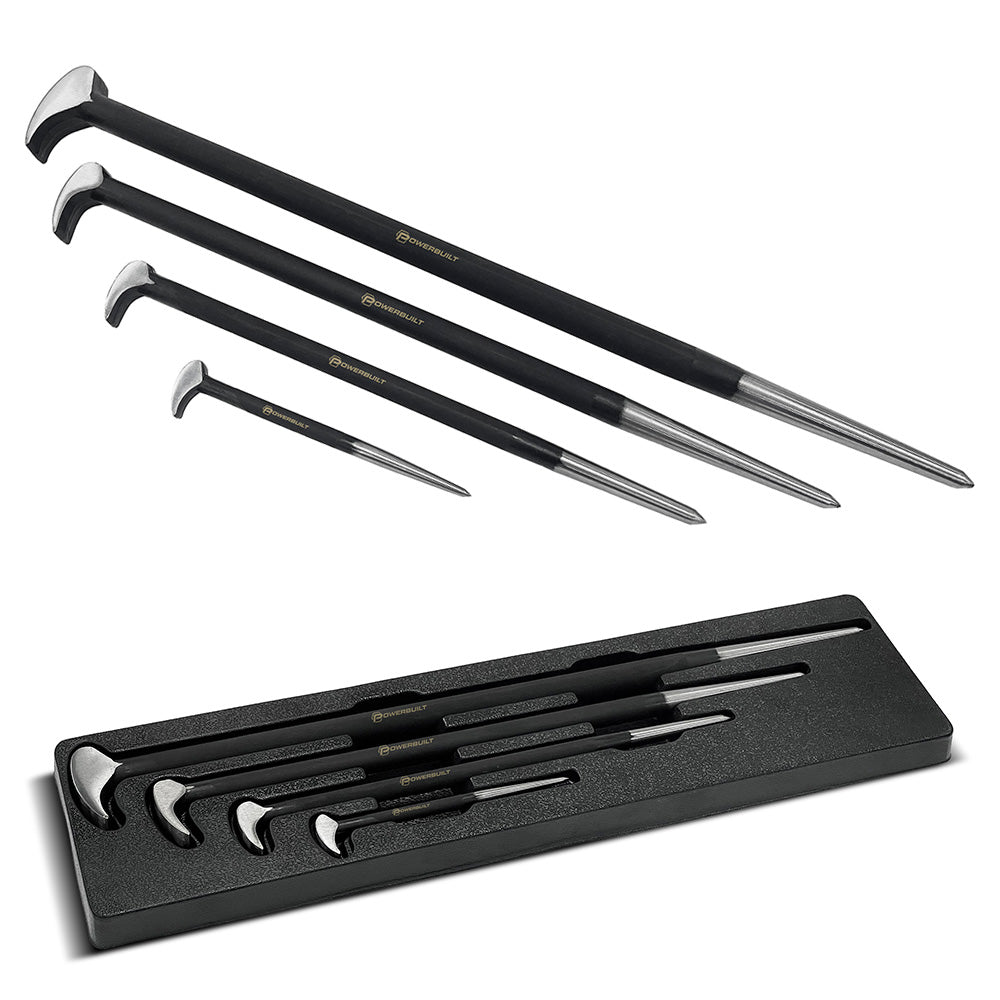 Powerbuilt 4pc Rolling Head Pry Bar Set | Alltrade