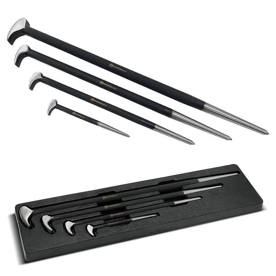 Powerbuilt 4pc Rolling Head Pry Bar Set | Alltrade