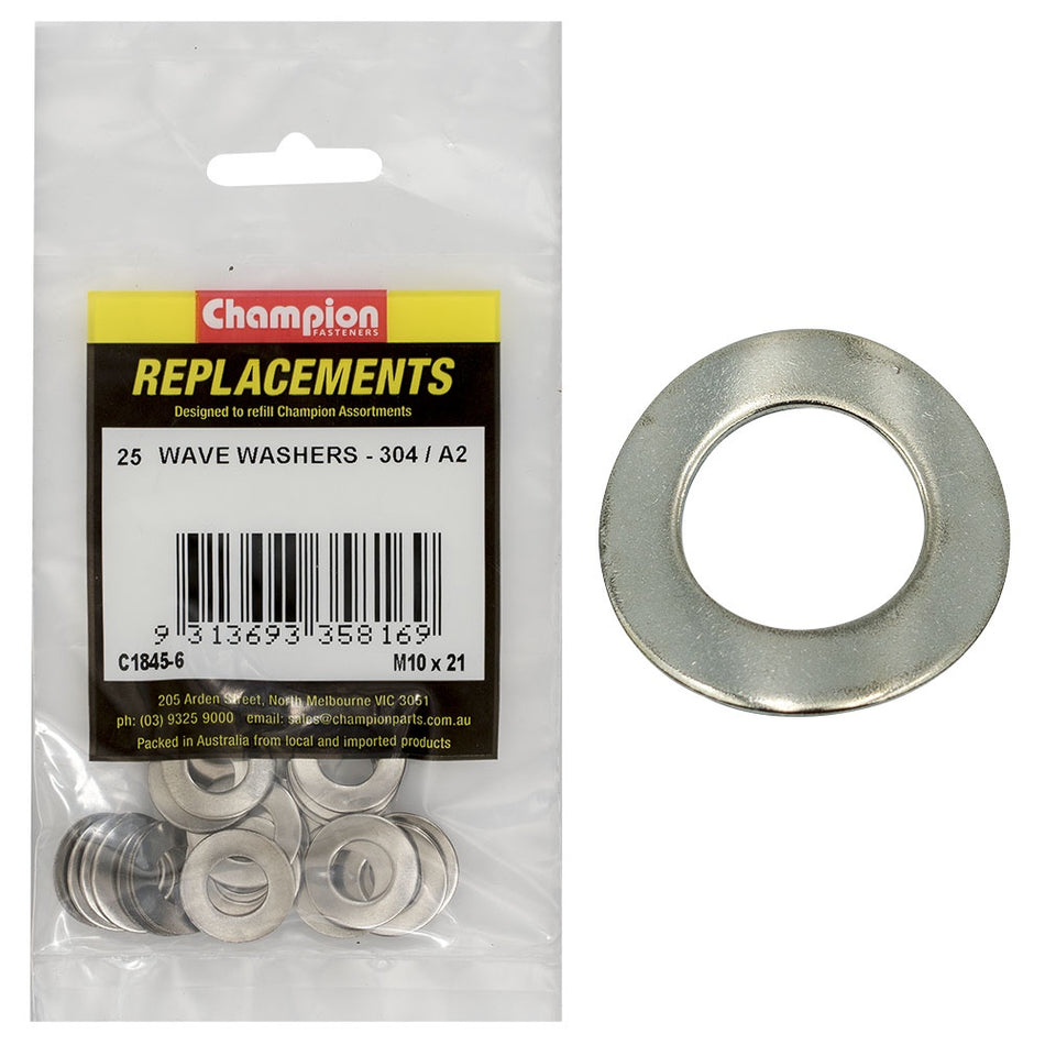 Washer Wave Stainless Steel M10 x 21mm 304/A2 25pk