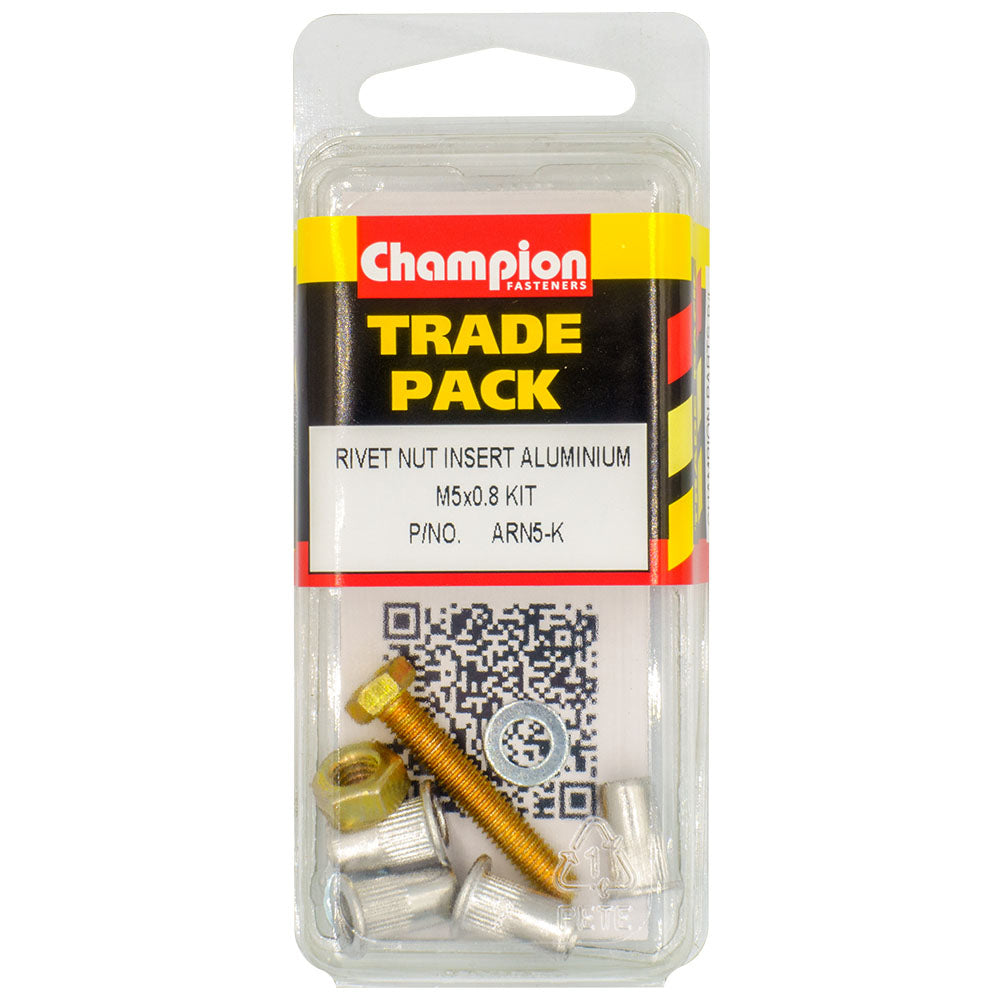 Champion Rivet Nut Insert Aluminium M5 x 0.8mm - Kit - 4pk | ISL