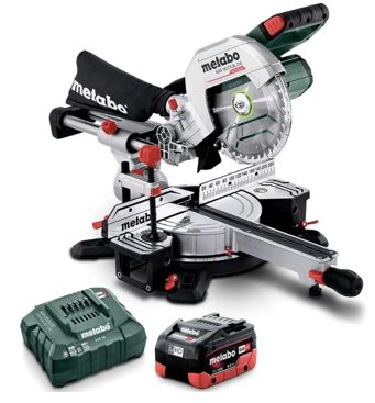 Metabo 18V brushless 216mm sliding compound mitre saw with battery and charger kit