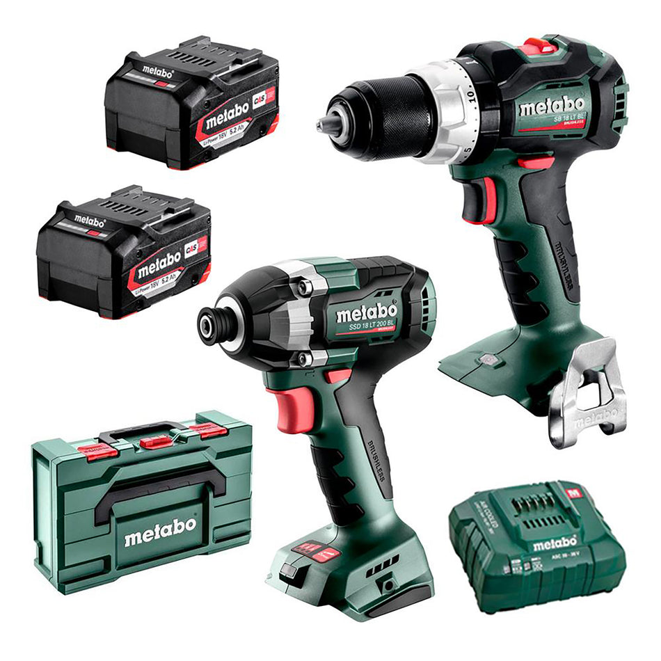 Metabo 18V 75Nm Brushless Hammer Drill & 200Nm Impact Driver Kit