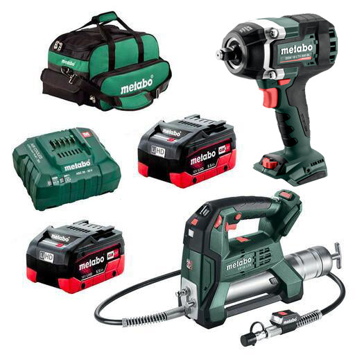 Metabo 18V Cordless Grease Gun & 800Nm Impact Wrench Kit