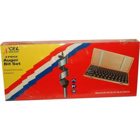 Xcel Auger Bit Set Xcel 460mm in Wooden Case 8-pce 6-25mm | Hobeca