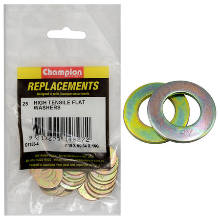 Champion 7/16 x 59/64in x 16G Ht Flat Steel Washer (Zn)-25pk | ISL