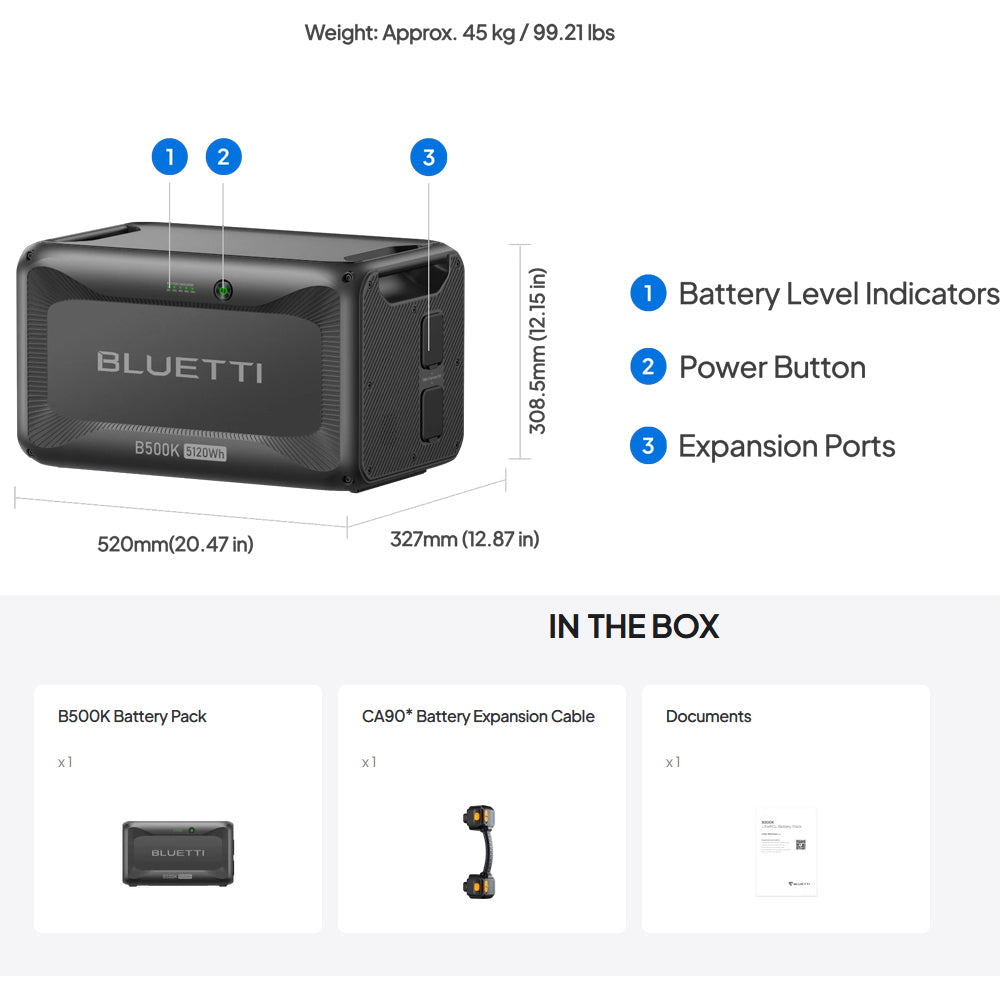Bluetti B500k Expansion Battery & Usb/12vdc Power Station | 5120wh | Formula