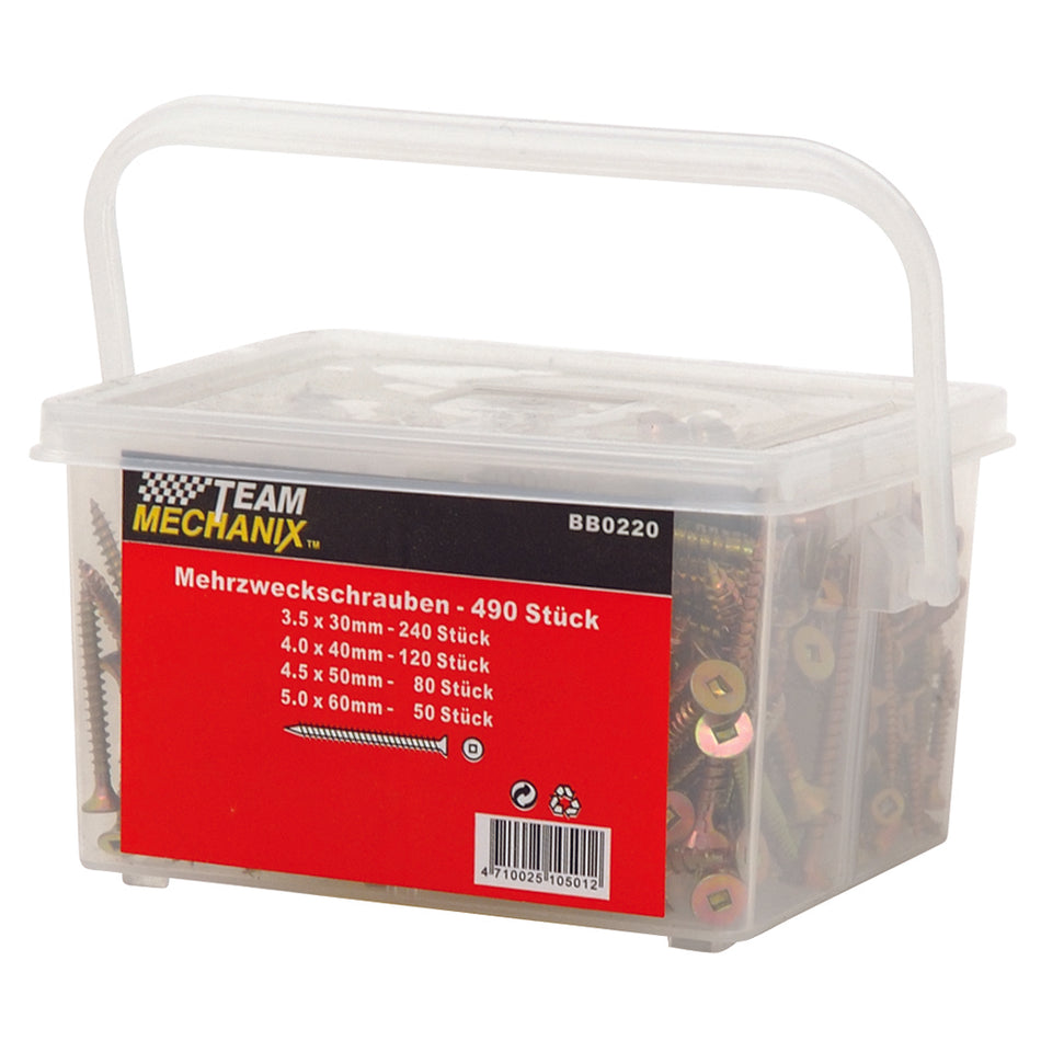 490pc Square-Drive Screw Assortment