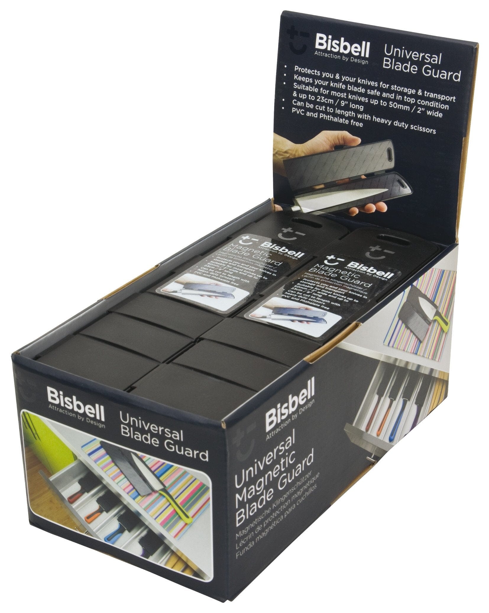 Bisbell Magnetic Knife Guard Black Display 20-pce | Hobeca