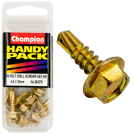 Champion Self Drilling Screw Hex Head 4.8 x 16mm - 10pk | ISL